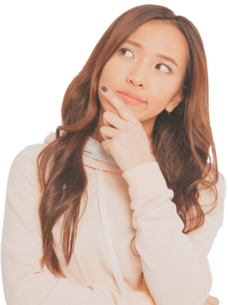 考える女性の写真